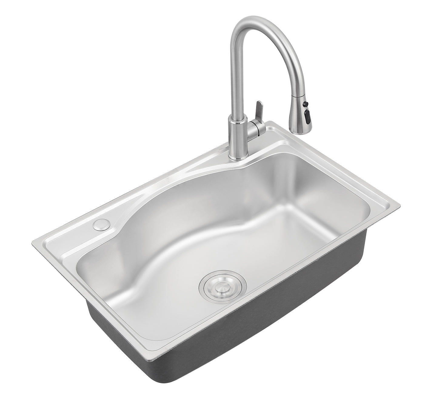 68x44cm brushed modern stretching basin single bowl household pressing stainless steel kitchen sink