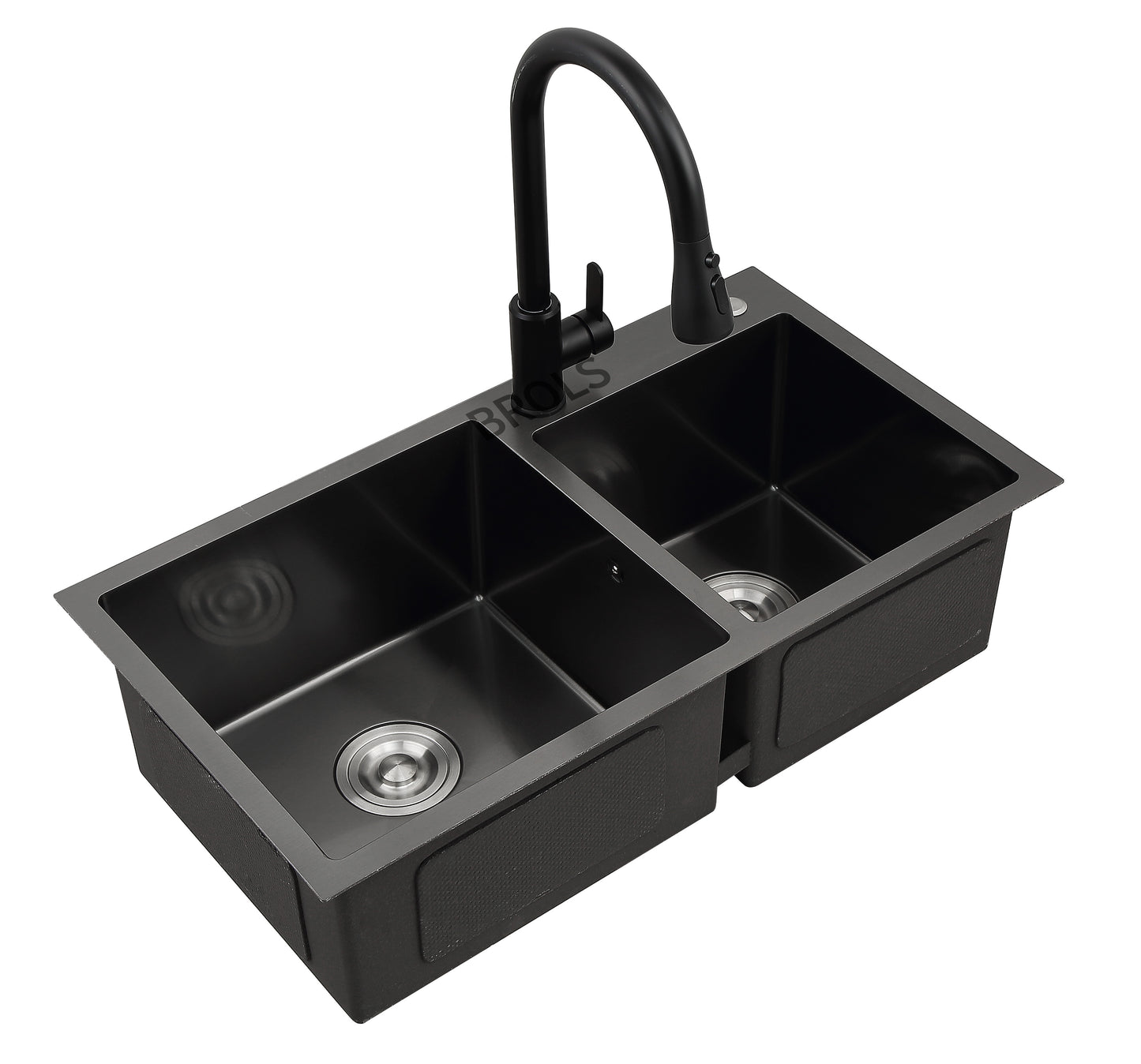 nano black handmade thickening double bowl modern stainless steel kitchen sink