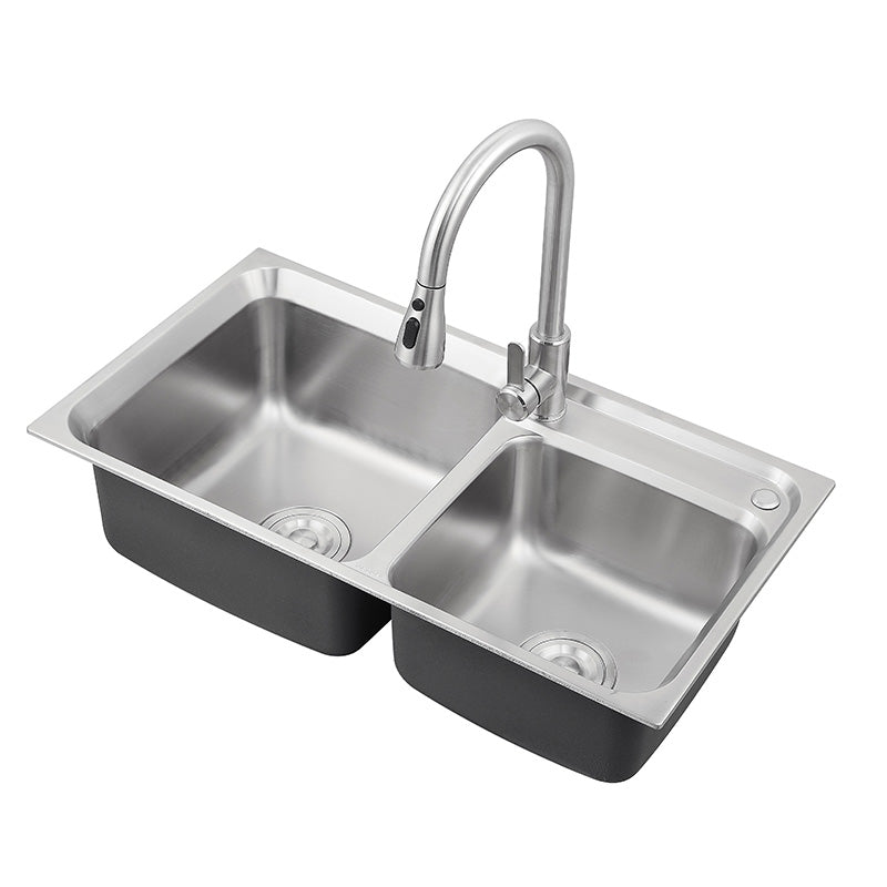 pressing sink brushed thickening modern double bowl stainless steel kitchen sink