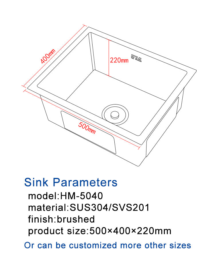 undermount handmade thickening brushed modern single bowl stainless steel kitchen sink