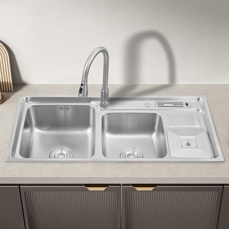 92x43 stretching thickening brushed modern double bowl pressing stainless steel kitchen sink