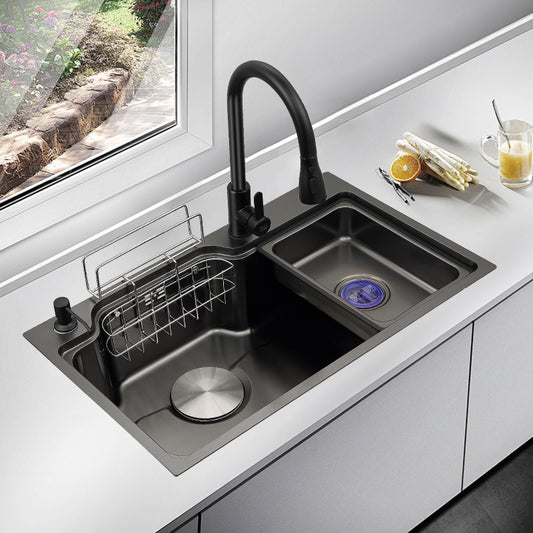 nano black modern design handmade thickening household large stainless steel kitchen sink