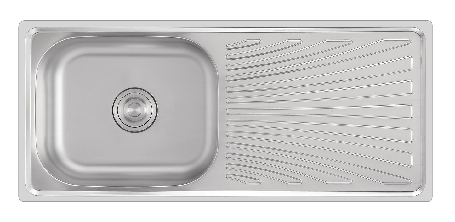 96x43cm pearl sand pressing sink with drainage board household single bowl stainless steel kitchen sink