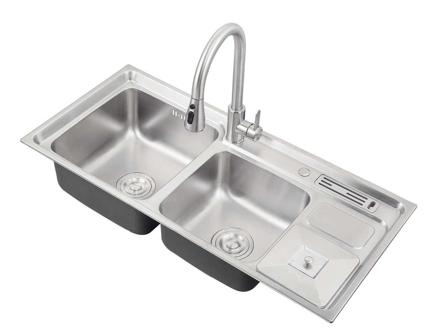 92x43 stretching thickening brushed modern double bowl pressing stainless steel kitchen sink