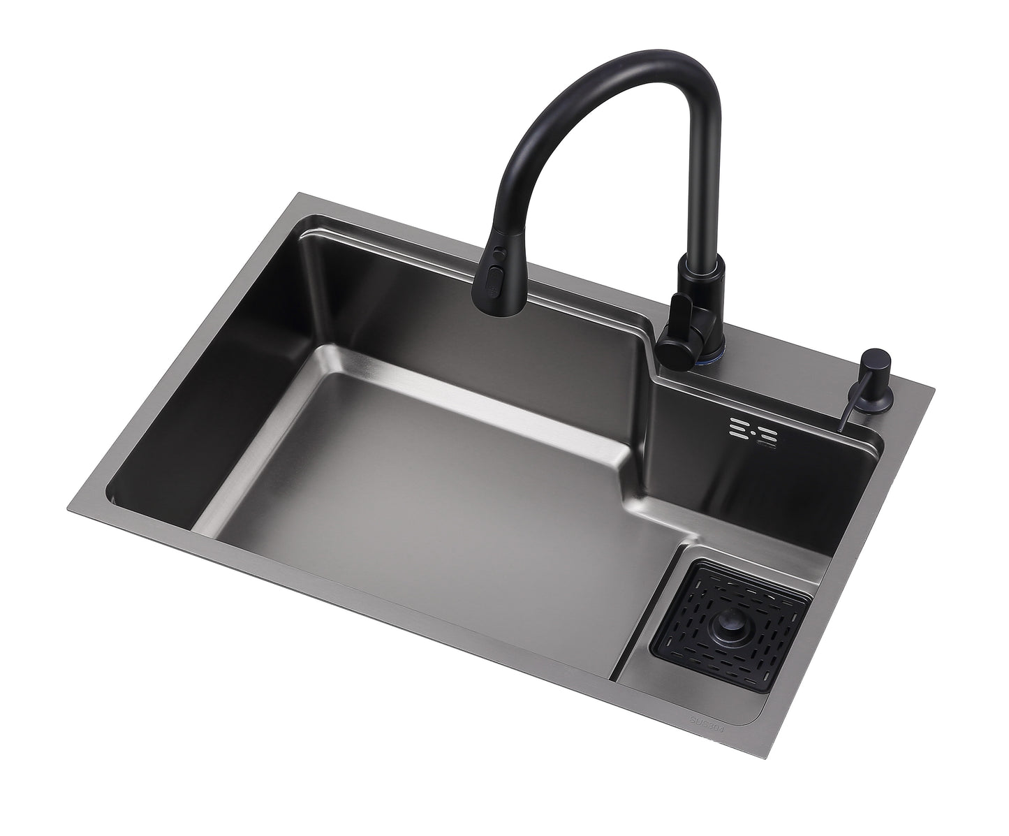 nano black modern household handmade thickening stainless steel kitchen sink