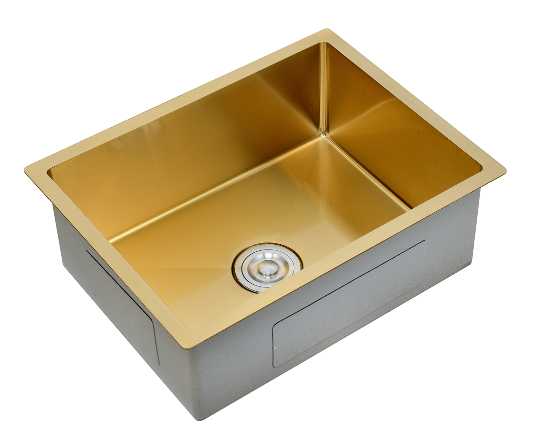 60*46cm nano golden undermount handmade thickening single bowl modern household stainless steel kitchen sink